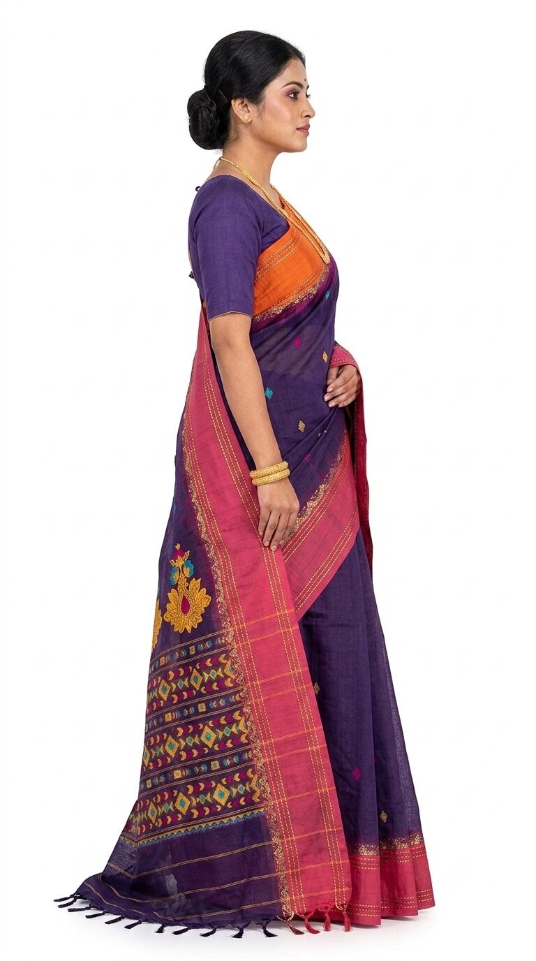 Pradip Fabrics Floral Print Handloom Pure Cotton Saree 