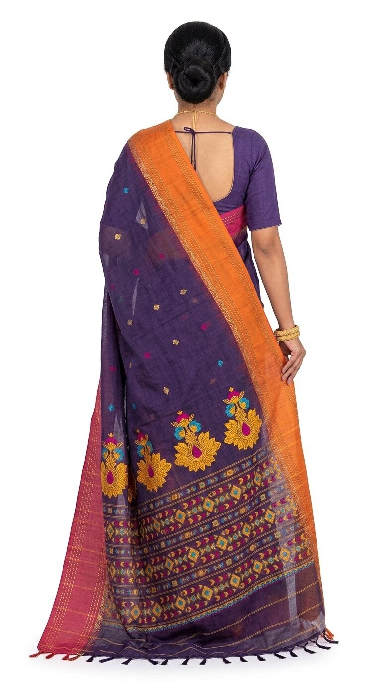 Pradip Fabrics Floral Print Handloom Pure Cotton Saree 
