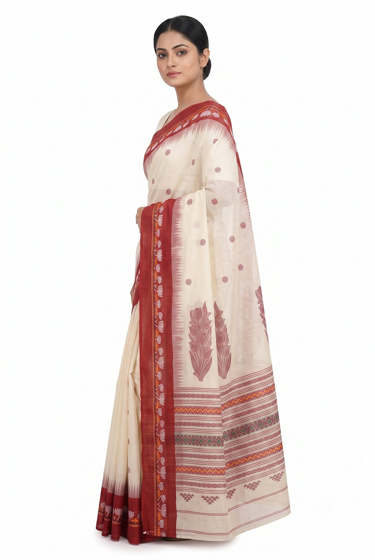 Pradip Fabrics Floral Print Handloom Pure Cotton Saree 