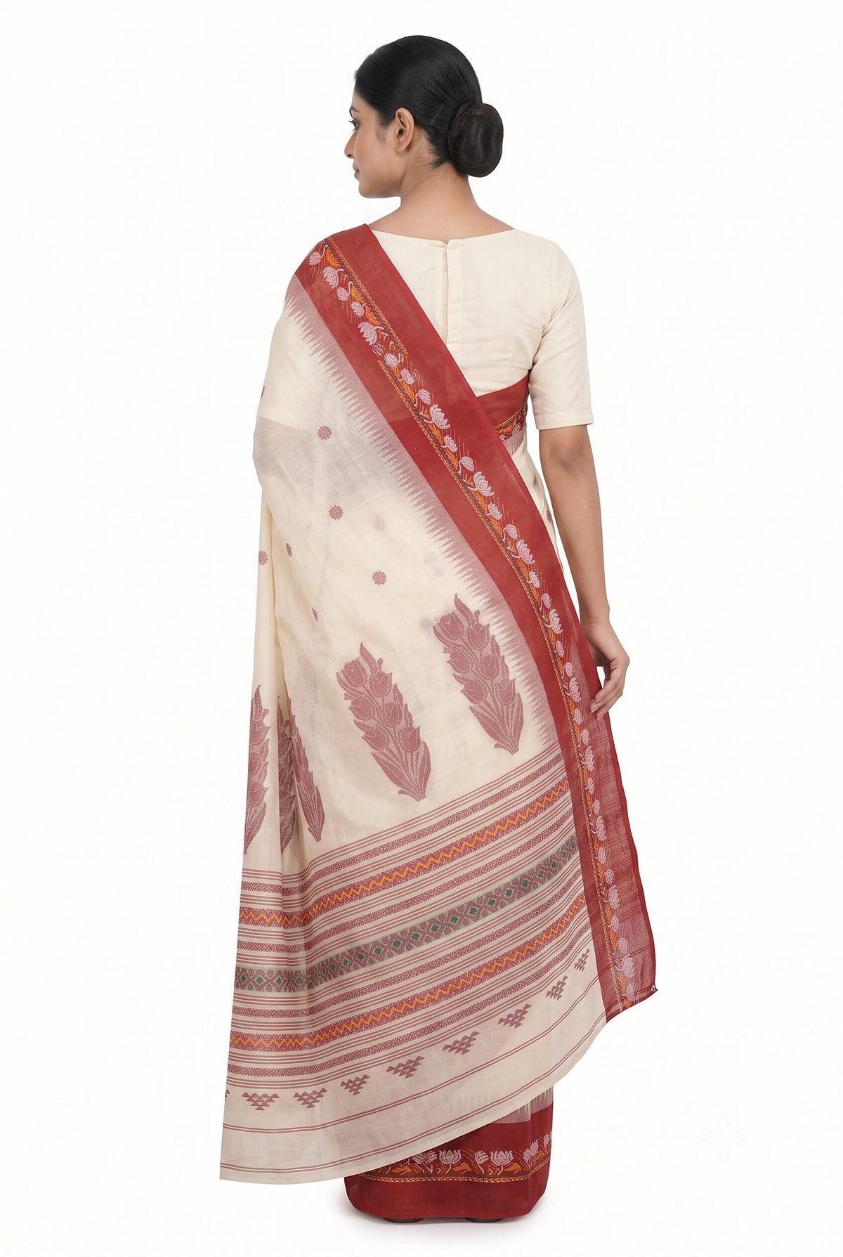Pradip Fabrics Floral Print Handloom Pure Cotton Saree 