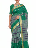 Pradip Fabrics Ethnic Women's Tangail Tant Cotton Soft Multicolored Patterns Saree. (Light Green)