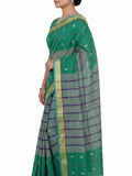 Pradip Fabrics Ethnic Women's Tangail Tant Cotton Soft Multicolored Patterns Saree. (Light Green)