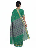 Pradip Fabrics Ethnic Women's Tangail Tant Cotton Soft Multicolored Patterns Saree. (Light Green)