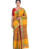 Pradip Fabrics Ethnic Women's Tangail Tant Cotton Soft Multicolored Patterns Saree. (Light Green)