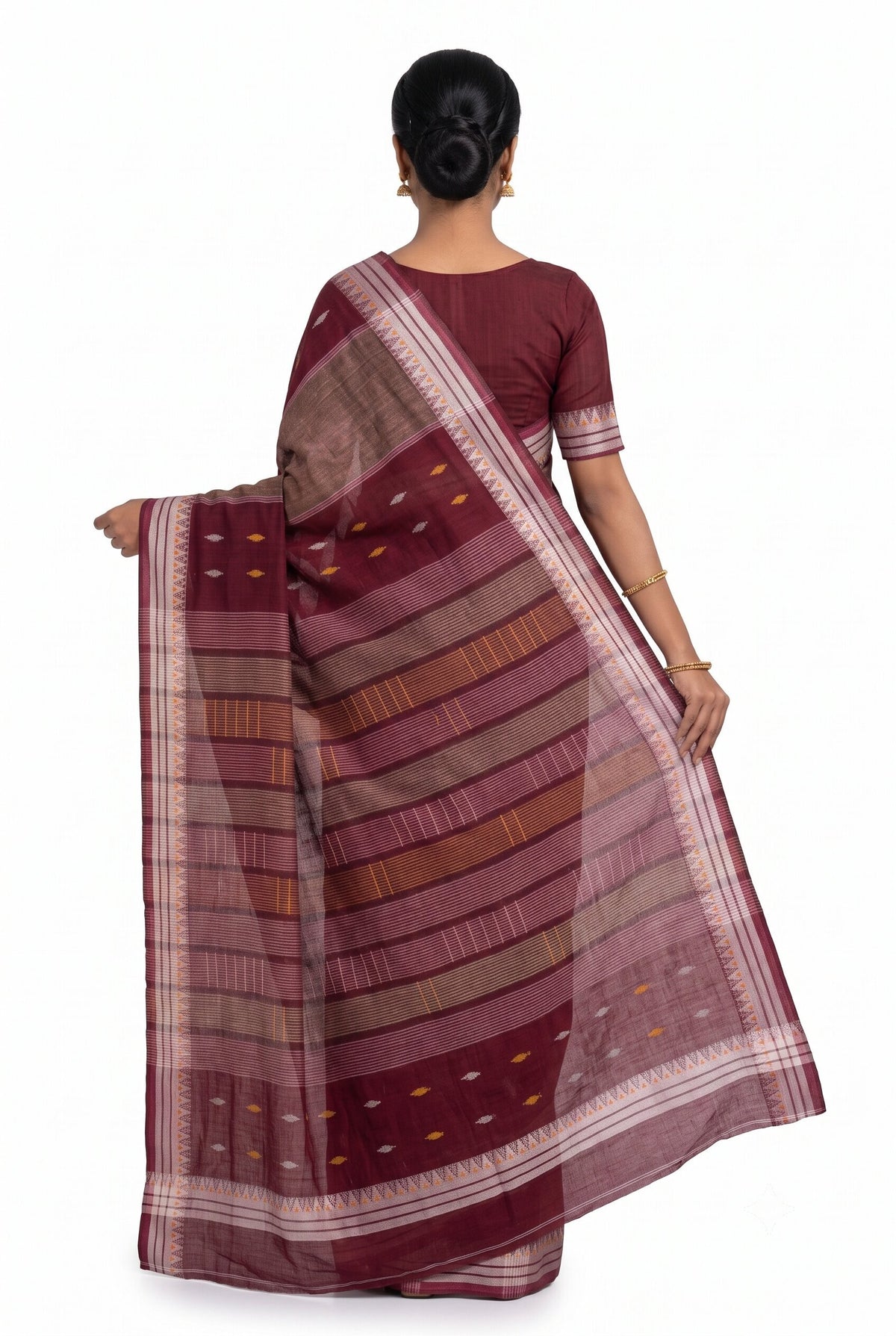 Pradip Fabrics Ethnic Women's Tangail Tant Cotton Soft Multicolored Patterns Saree. (Light Green)