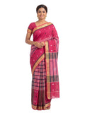Pradip Fabrics Ethnic Women's Tangail Tant Cotton Soft Multicolored Patterns Saree. (Light Green)