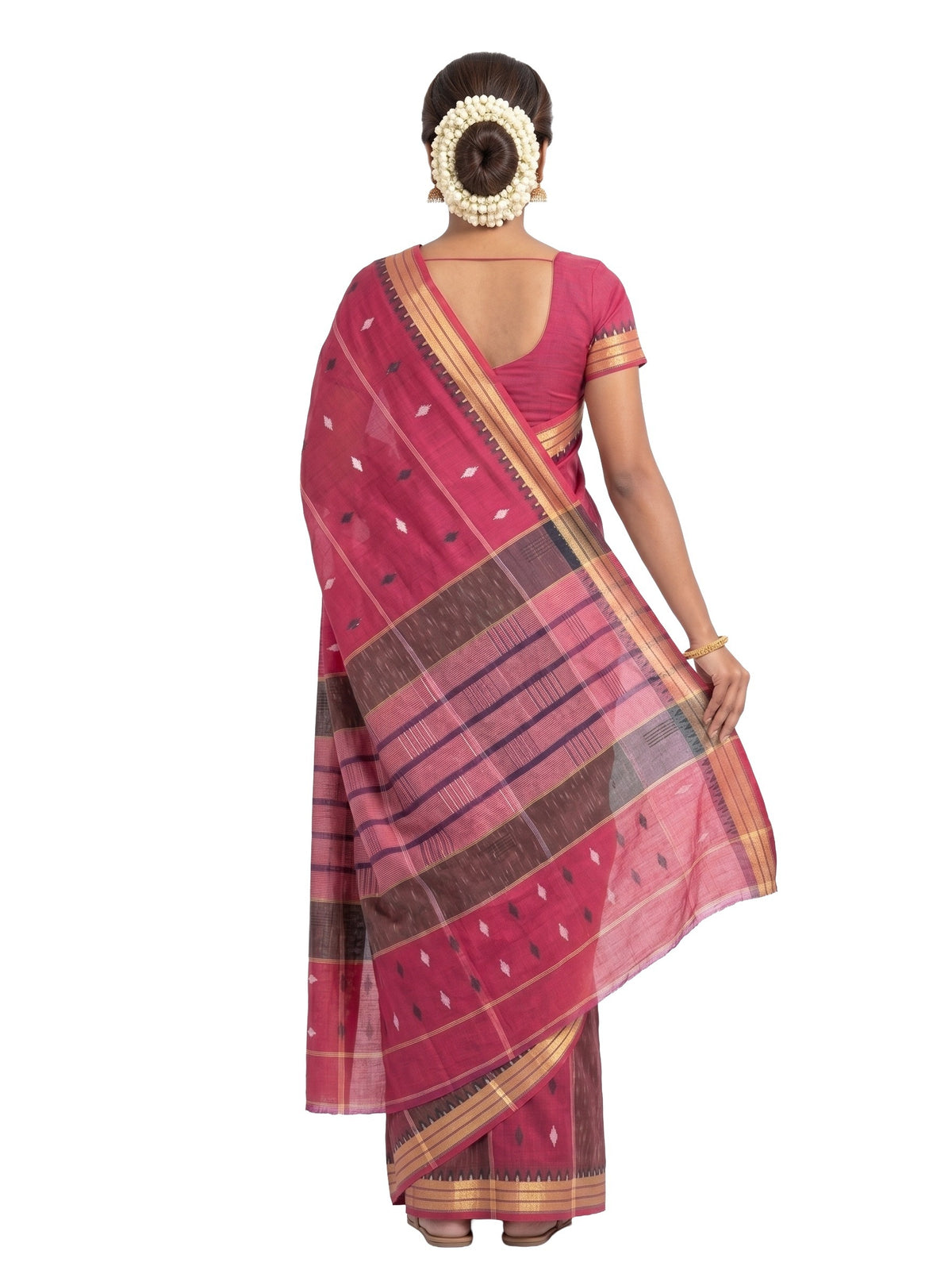 Pradip Fabrics Ethnic Women's Tangail Tant Cotton Soft Multicolored Patterns Saree. (Light Green)
