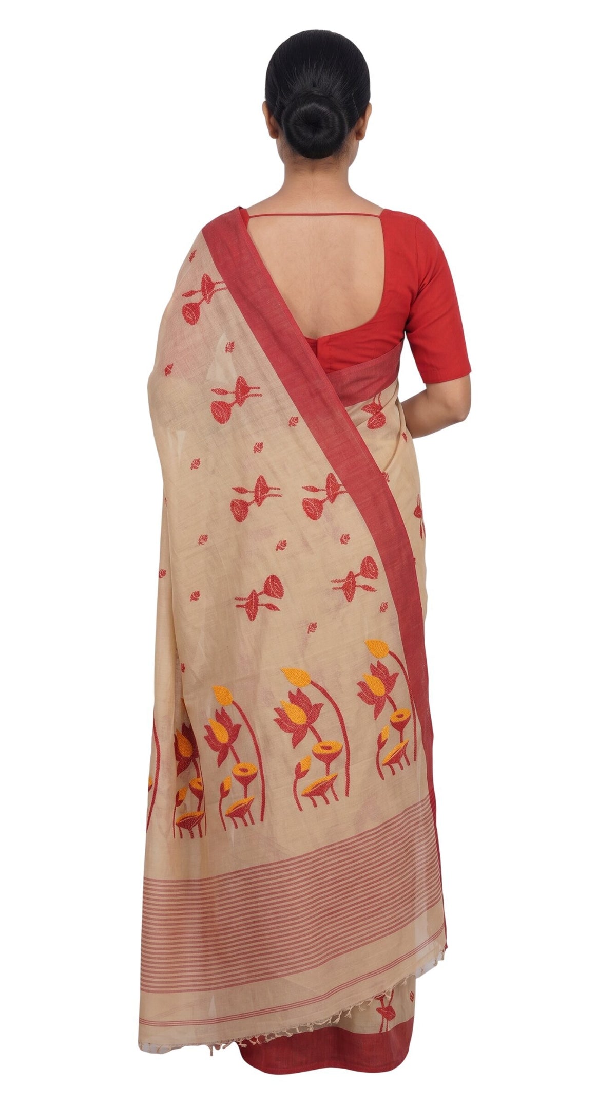 Pradip Fabrics Blocked Printed Handloom Pure Cotton Saree 