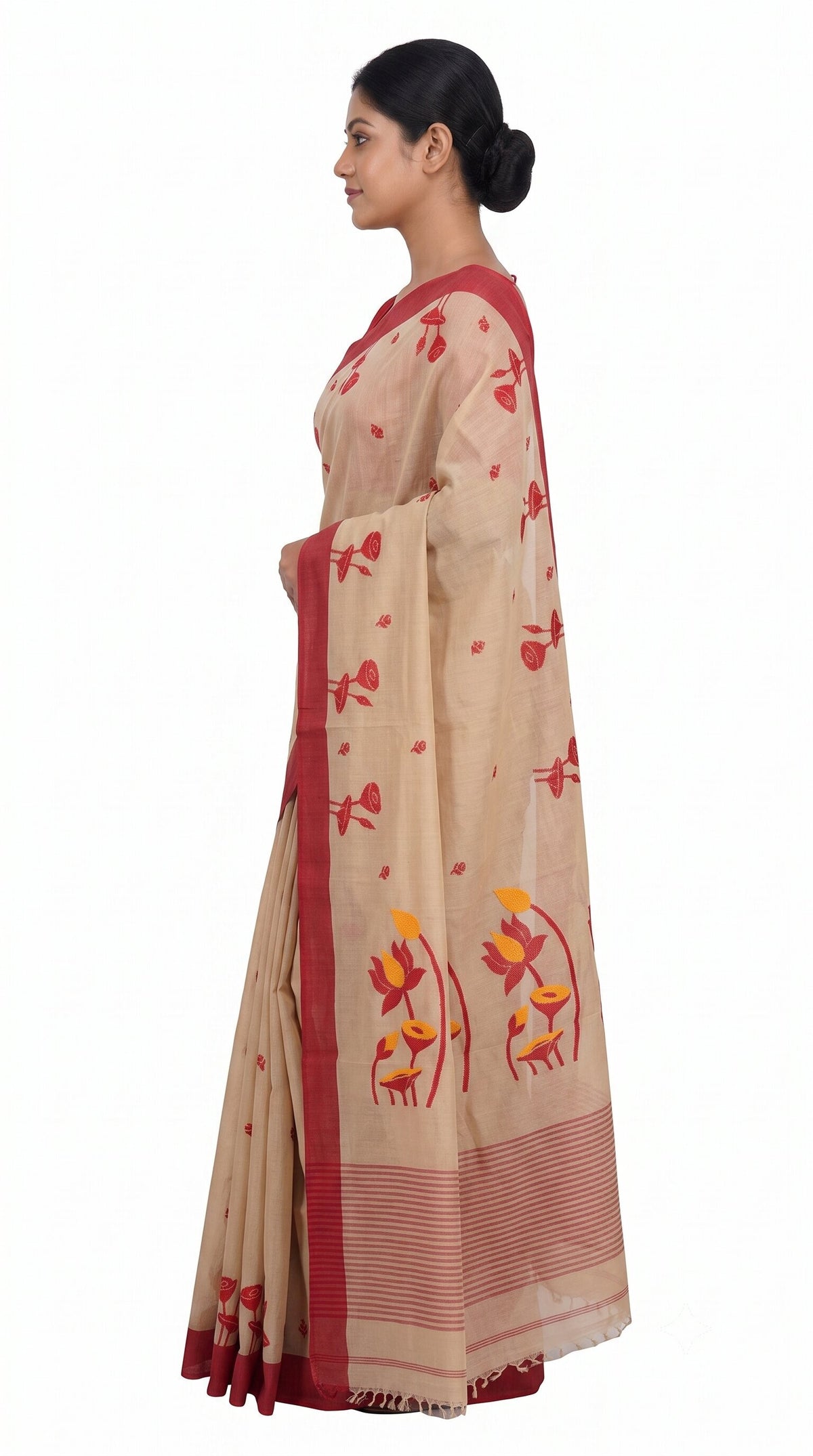 Pradip Fabrics Blocked Printed Handloom Pure Cotton Saree 
