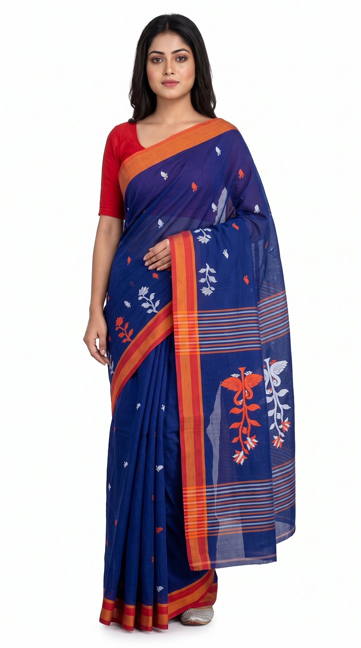 Pradip Fabrics Blocked Printed Handloom Pure Cotton Saree 