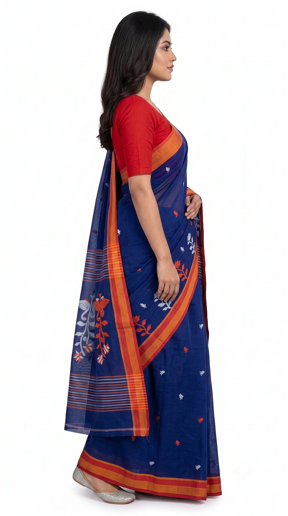 Pradip Fabrics Blocked Printed Handloom Pure Cotton Saree 