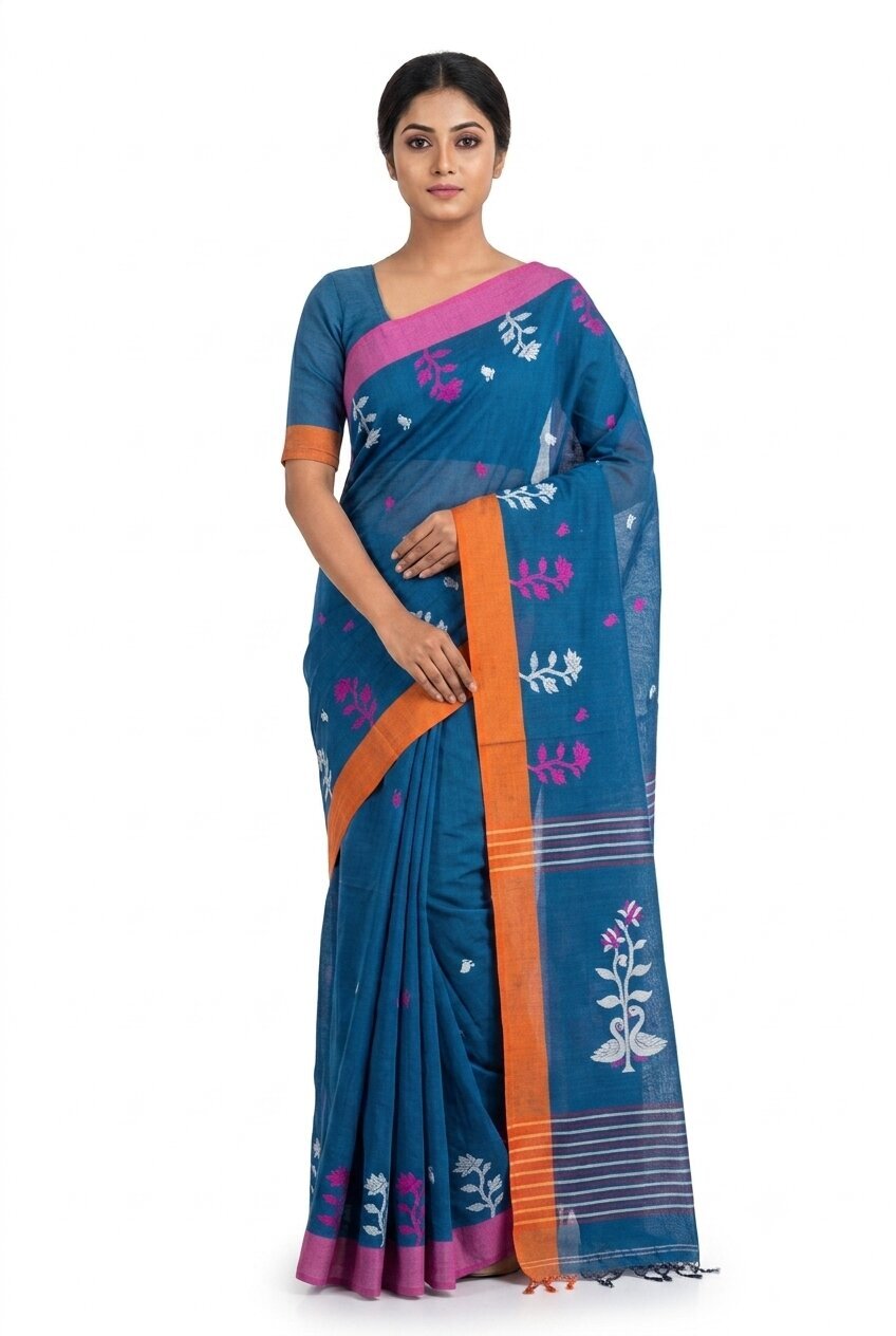 Pradip Fabrics Blocked Printed Handloom Pure Cotton Saree 