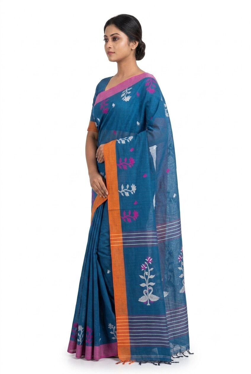 Pradip Fabrics Blocked Printed Handloom Pure Cotton Saree 