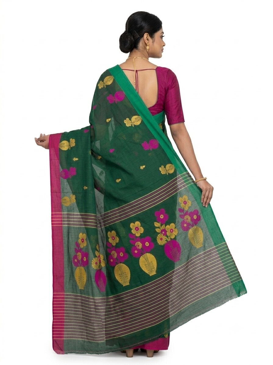 Pradip Fabrics Blocked Printed Handloom Pure Cotton Saree 