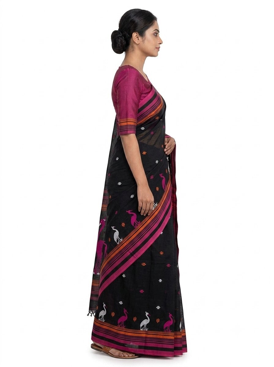 Pradip Fabrics Blocked Printed Handloom Pure Cotton Saree 