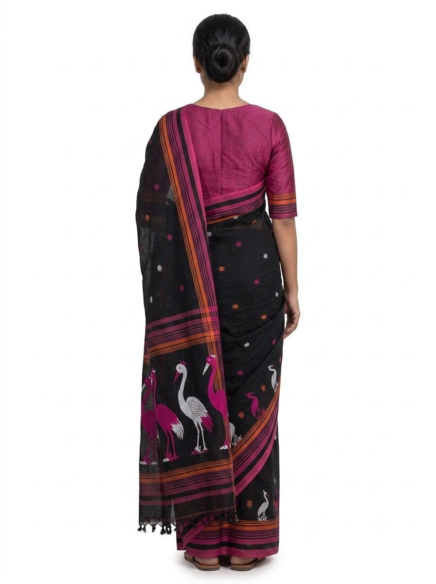 Pradip Fabrics Blocked Printed Handloom Pure Cotton Saree 
