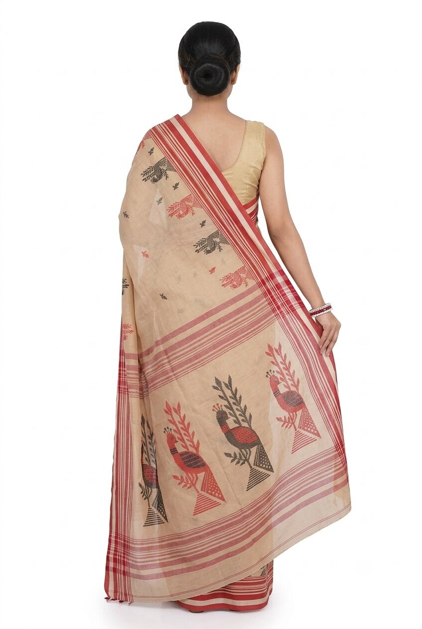 Pradip Fabrics Blocked Printed Handloom Pure Cotton Saree 