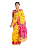 Pradip Fabrics Women's Handwoven Jamdani Saree with All-Over Floral Motifs