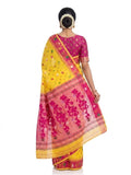 Pradip Fabrics Women's Handwoven Jamdani Saree with All-Over Floral Motifs