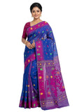 Pradip Fabrics Women's Handwoven Jamdani Saree with All-Over Floral Motifs
