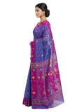 Pradip Fabrics Women's Handwoven Jamdani Saree with All-Over Floral Motifs