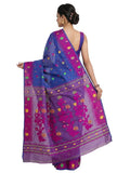 Pradip Fabrics Women's Handwoven Jamdani Saree with All-Over Floral Motifs