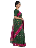 Pradip Fabrics Women's Handwoven Jamdani Saree with All-Over Floral Motifs