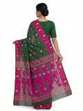 Pradip Fabrics Women's Handwoven Jamdani Saree with All-Over Floral Motifs
