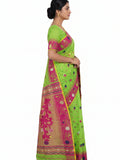 Pradip Fabrics Women's Handwoven Jamdani Saree with All-Over Floral Motifs