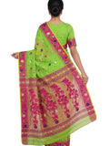 Pradip Fabrics Women's Handwoven Jamdani Saree with All-Over Floral Motifs
