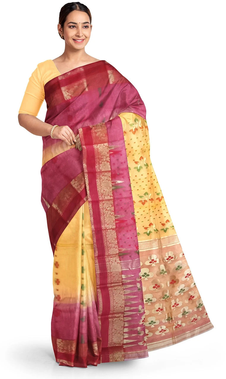 Pradip Fabrics Ethnic Women's Tant Baluchuri Bengal Handloom Saree