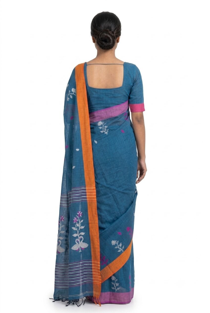 Pradip Fabrics Blocked Printed Handloom Pure Cotton Saree 