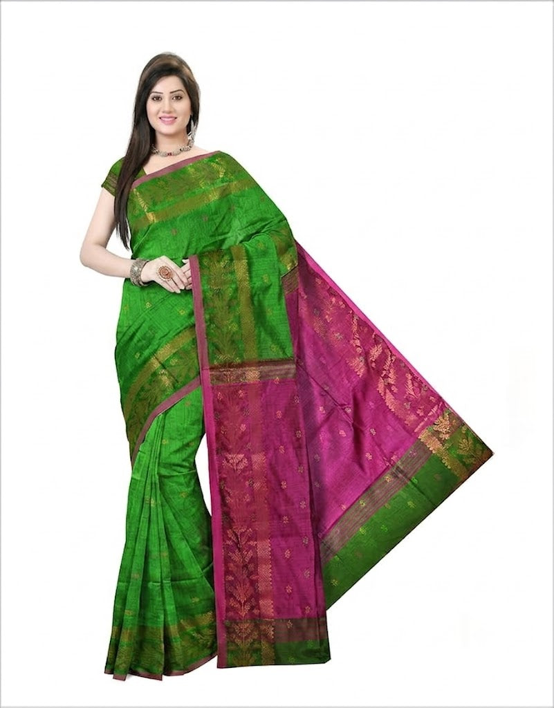 Pradip Fabrics Self Design Handloom Cotton Blend Saree (Maroon)