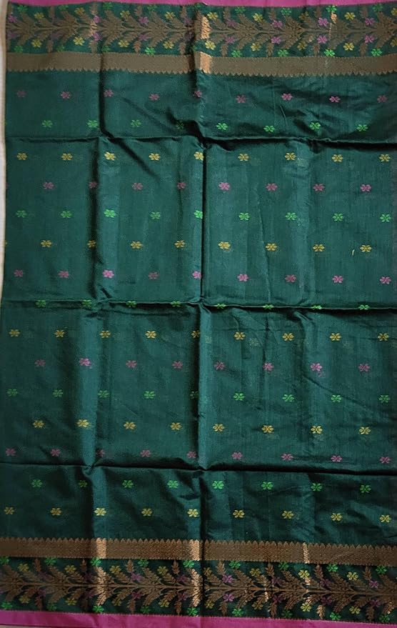 Pradip Fabrics Self Design Handloom Cotton Blend Saree (Maroon)