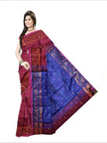 Pradip Fabrics Self Design Handloom Cotton Blend Saree (Maroon)