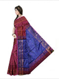 Pradip Fabrics Self Design Handloom Cotton Blend Saree (Maroon)