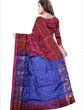 Pradip Fabrics Self Design Handloom Cotton Blend Saree (Maroon)