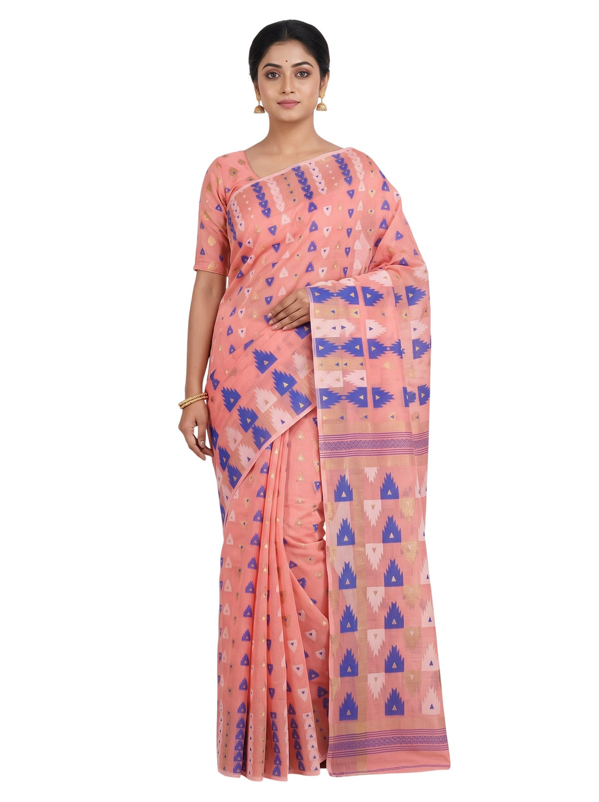 Pradip Fabrics Printed Jamdani Cotton Silk Saree