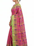 Pradip Fabrics Woven, Printed Tant Silk Blend Saree (Green)