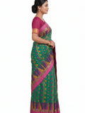 Pradip Fabrics Woven, Printed Tant Silk Blend Saree (Green)