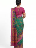 Pradip Fabrics Woven, Printed Tant Silk Blend Saree (Green)