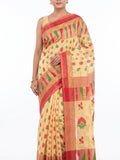 Pradip Fabrics Woven, Printed Tant Silk Blend Saree (Green)