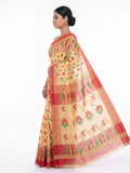 Pradip Fabrics Woven, Printed Tant Silk Blend Saree (Green)