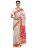 Pradip Fabrics Women's Printed Cotton Blend Saree ( Red )