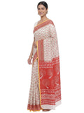 Pradip Fabrics Women's Printed Cotton Blend Saree ( Red )