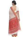Pradip Fabrics Women's Printed Cotton Blend Saree ( Red )