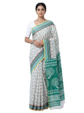 Pradip Fabrics Women's Printed Cotton Blend Saree ( Red )