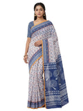 Pradip Fabrics Women's Printed Cotton Blend Saree ( Red )
