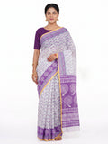 Pradip Fabrics Women's Printed Cotton Blend Saree ( Red )
