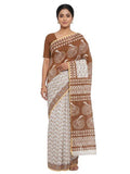 Pradip Fabrics Women's Printed Cotton Blend Saree ( Red )